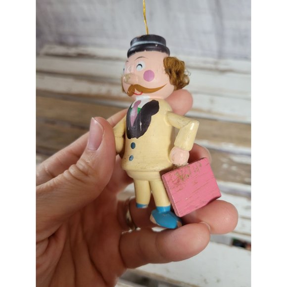 Russ Wooden businessman ornament as is Xmas vintage - Picture 2 of 6